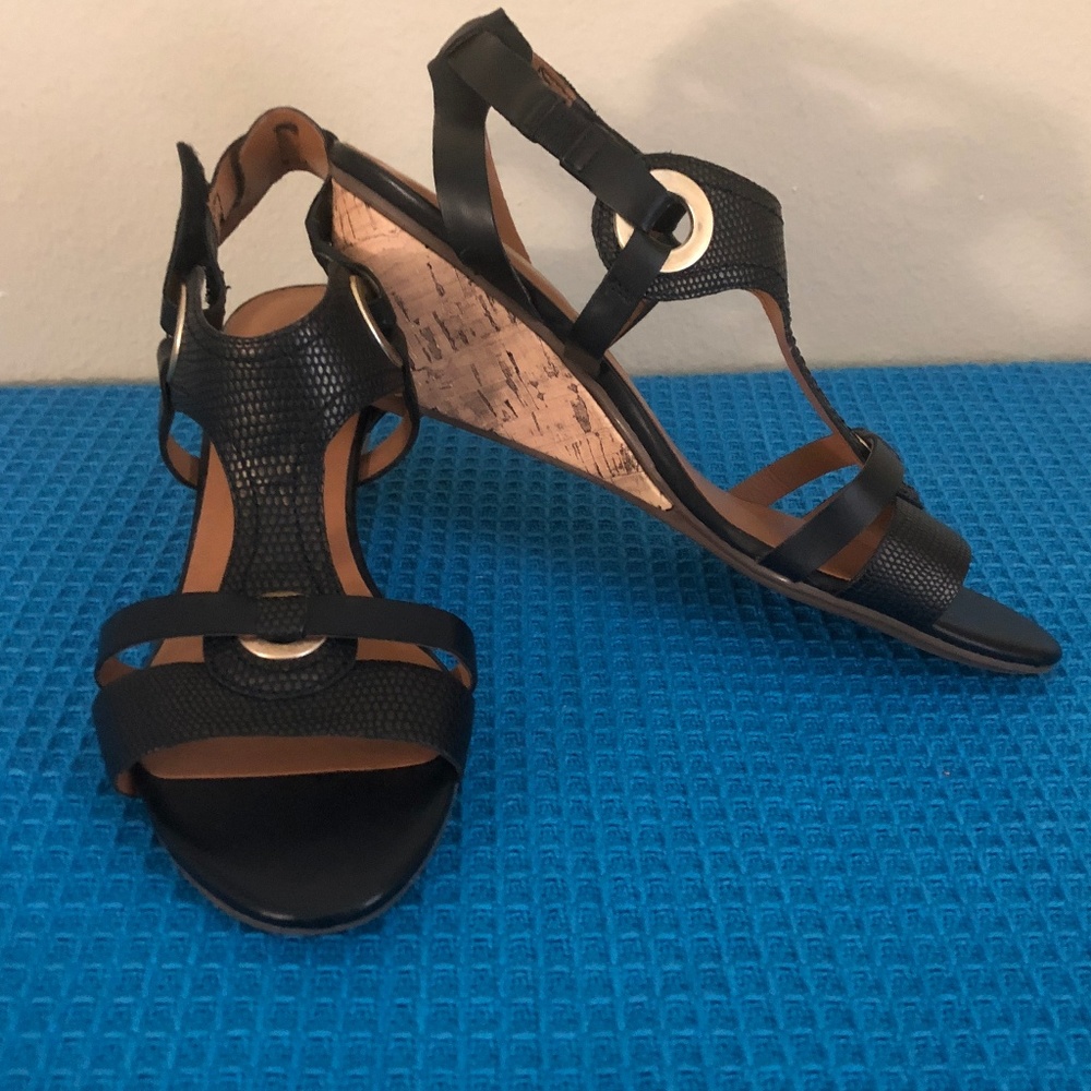 Black Wedge Dress Sandals